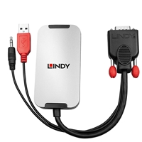 Lindy 38296 0.18m VGA & Audio (M) To HDMI (F) 1.2 USB Powered 1920x1080@60Hz Adapter Cable - Black