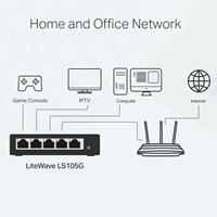 TP-Link LiteWave LS105G 5-Port 10/100/1000Mbps Metal Gigabit Desktop Network Switch