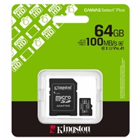Kingston Canvas Select Plus  SDCS3/64GB 64GB Micro SD UHS-I (U1) Flash Card with Adapter