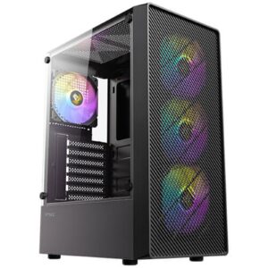 Antec AX26 RGB Elite Mid-Tower Gaming PC Case - Pre-Installed 4 x 120mm Fixed-RGB Fans