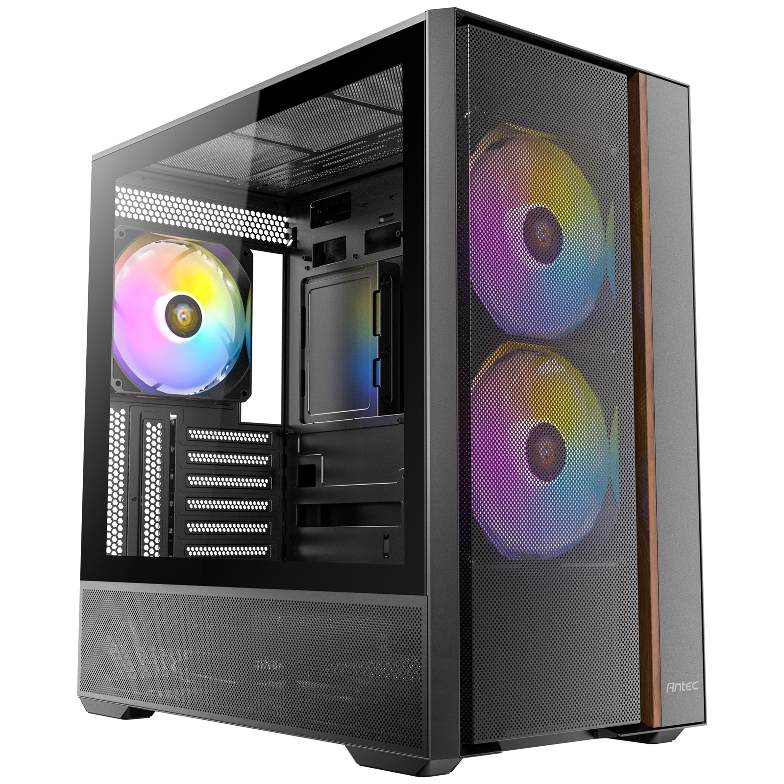 Antec FLUX Rear Mid Tower PC Case - Tempered Glass