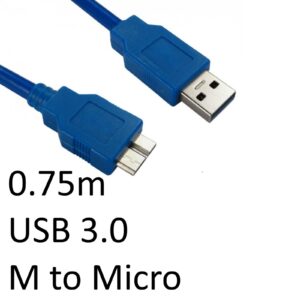 USB 3.0 A (M) to USB 3.0 Micro B (M) 0.75m Black OEM Data Cable