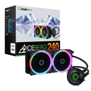 GameMax Iceburg 240mm ARGB Liquid AIO CPU Cooler with Double 120mm Fans