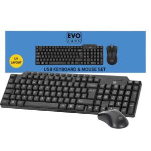 Evo Labs CM-501UK Wired Multimedia Keyboard and Mouse Combo Set