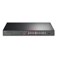 TP-Link TL-SL1218P 16-Port Metal 10/100 Mbps + 2-Port Gigabit Rackmount PoE Switch with 16-Port PoE+ (150W)