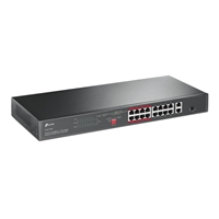 TP-Link TL-SL1218P 16-Port Metal 10/100 Mbps + 2-Port Gigabit Rackmount PoE Switch with 16-Port PoE+ (150W)