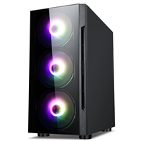 CiT Flash Micro Tower 1 x USB 3.0 / 2 x USB 2.0 Tempered Glass Side & Front Window Panels Black Case with RGB LED Fans