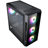 CiT Flash Micro Tower 1 x USB 3.0 / 2 x USB 2.0 Tempered Glass Side & Front Window Panels Black Case with RGB LED Fans