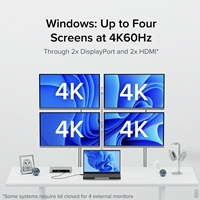 Plugable TBT4-UDZ ThunderBolt 4 Quad Monitor 100W USB-C PD 2.5GbE Docking Station