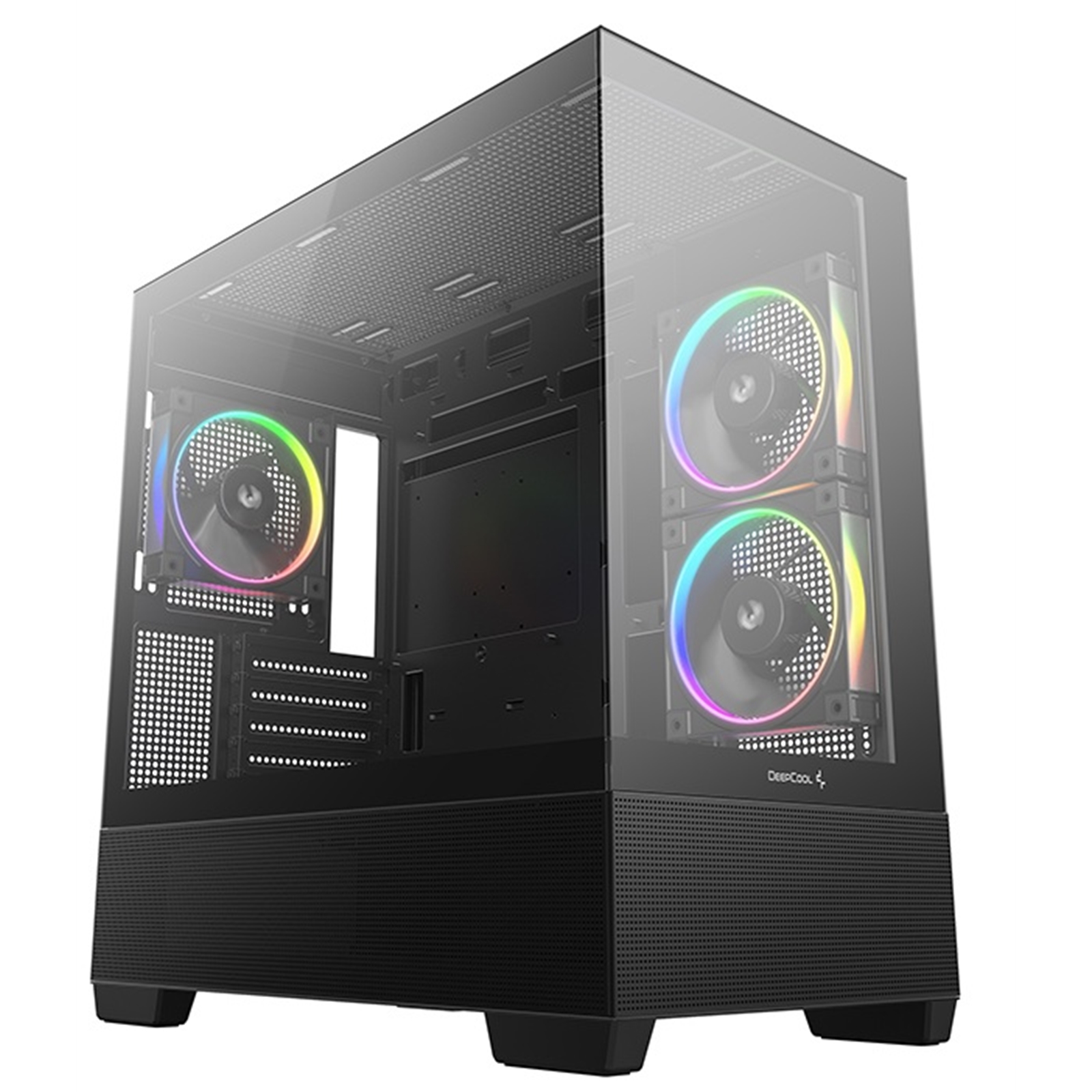 DeepCool CG380 3F Micro-ATX Gaming Case Black Panoramic Tempered Glass Side Panel