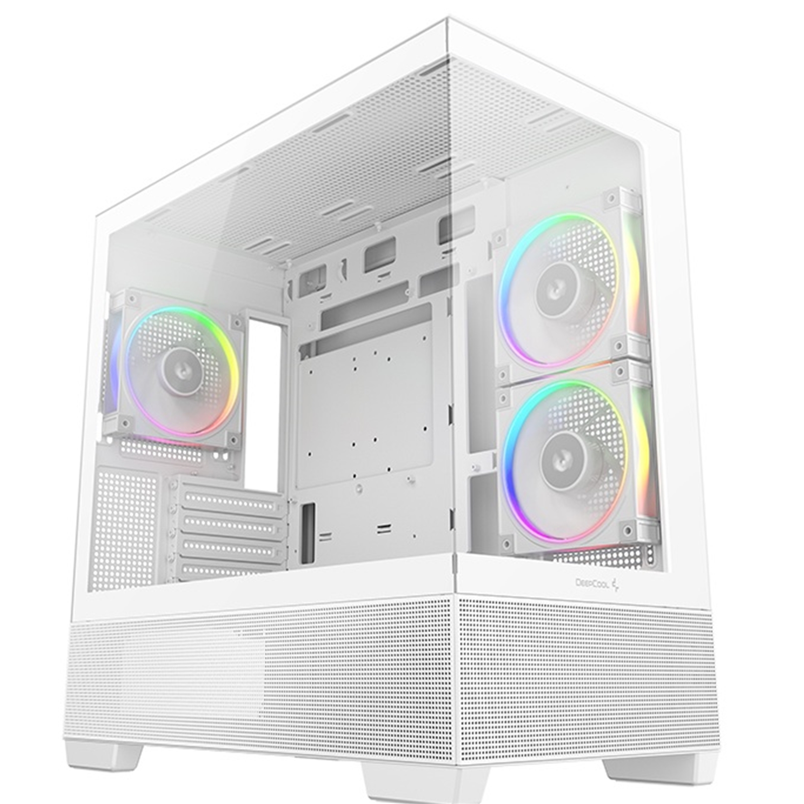 DeepCool CG380 3F Micro-ATX Gaming Case White Panoramic Tempered Glass Side Panel