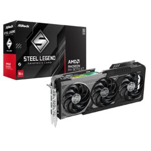 ASRock AMD Radeon RX 9070 XT Steel Legend Dark 16GB GDDR6 Graphics Card